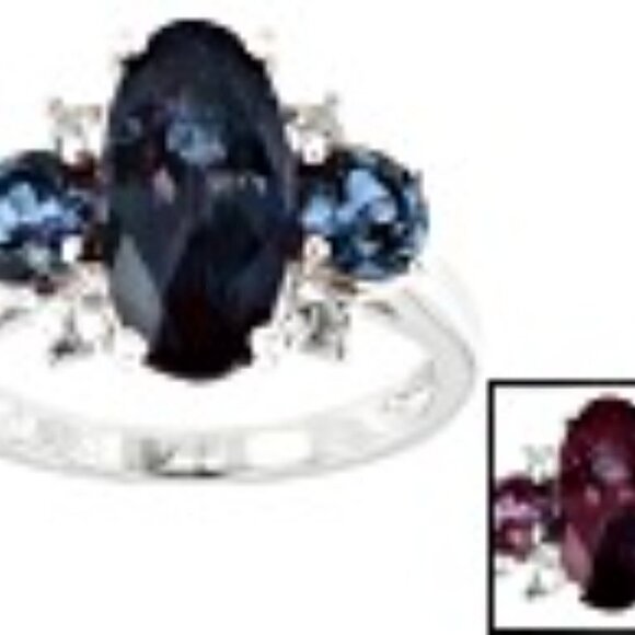 JTV Lab Alexandrite Sterling Silver Rhodium Ring - Picture 9 of 10